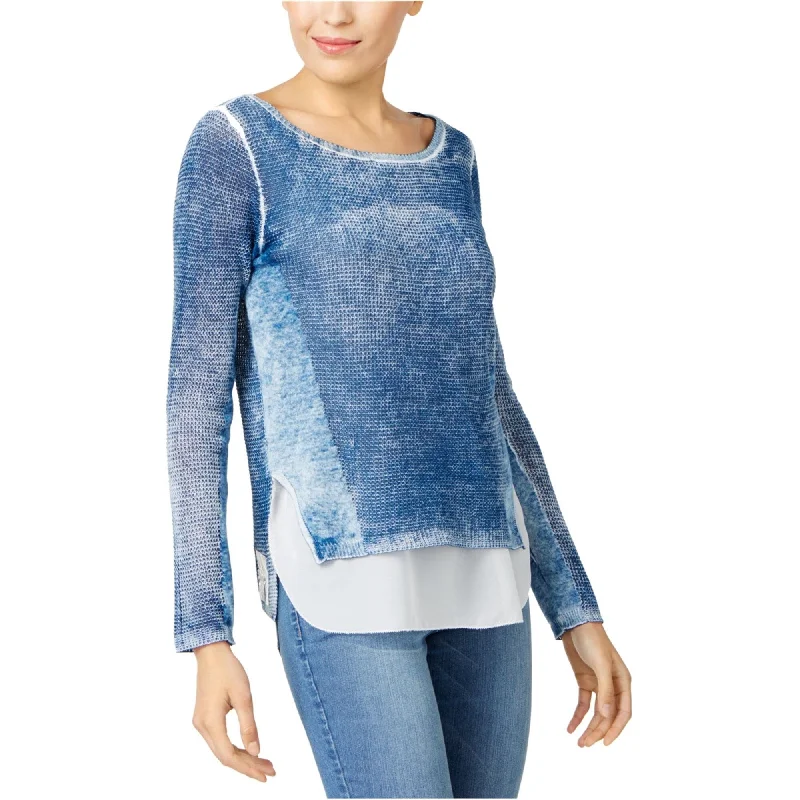 I-N-C Womens Acid Wash Pullover Sweater, Blue, Small