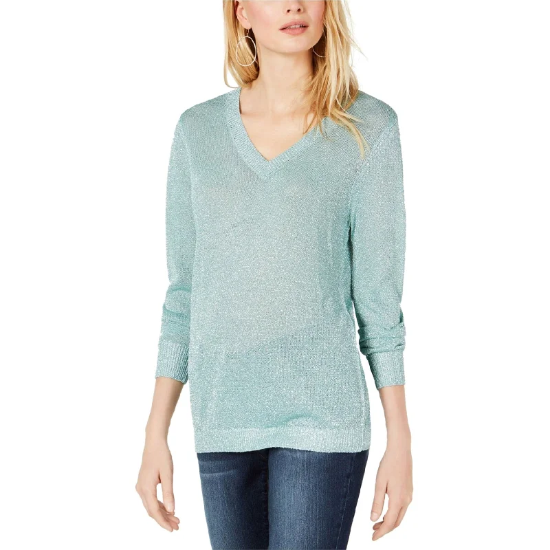 I-N-C Womens Lurex Pullover Sweater, Green, Large