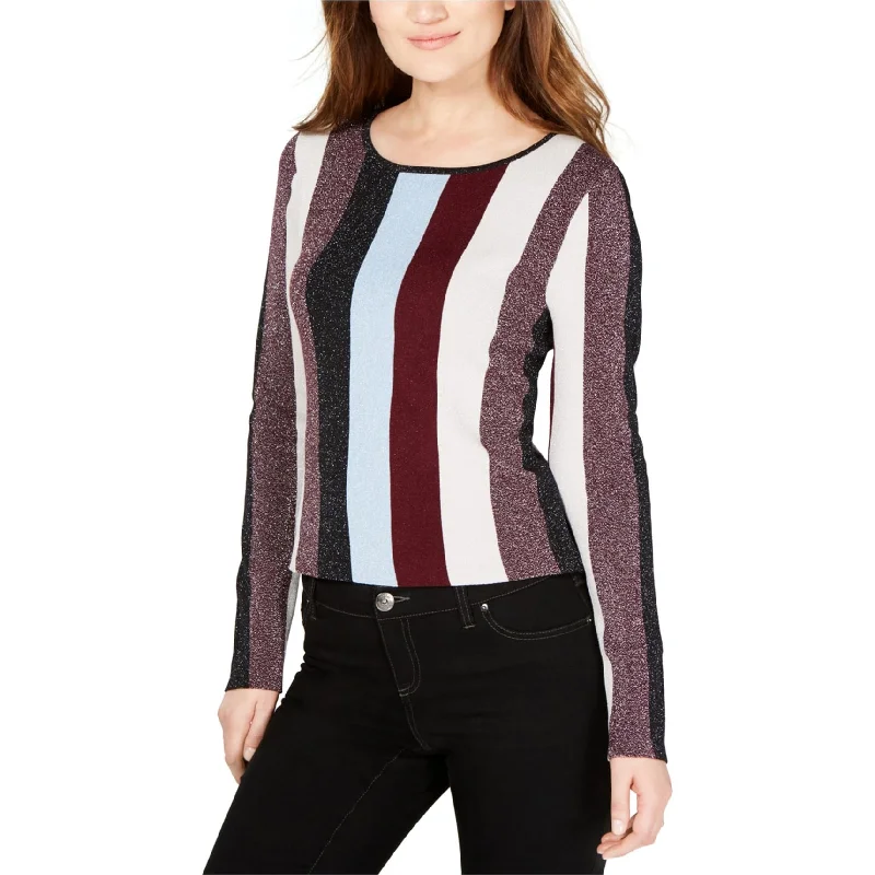 I-N-C Womens Metallic Stripe Pullover Sweater