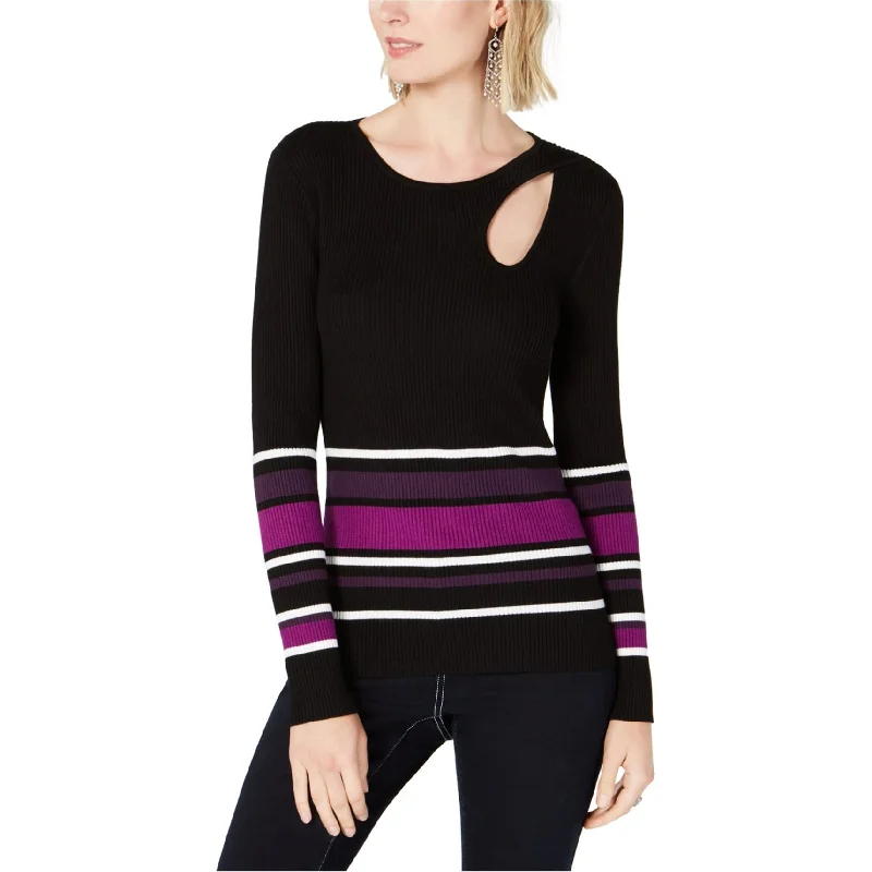 I-N-C Womens Striped Cutout Pullover Sweater