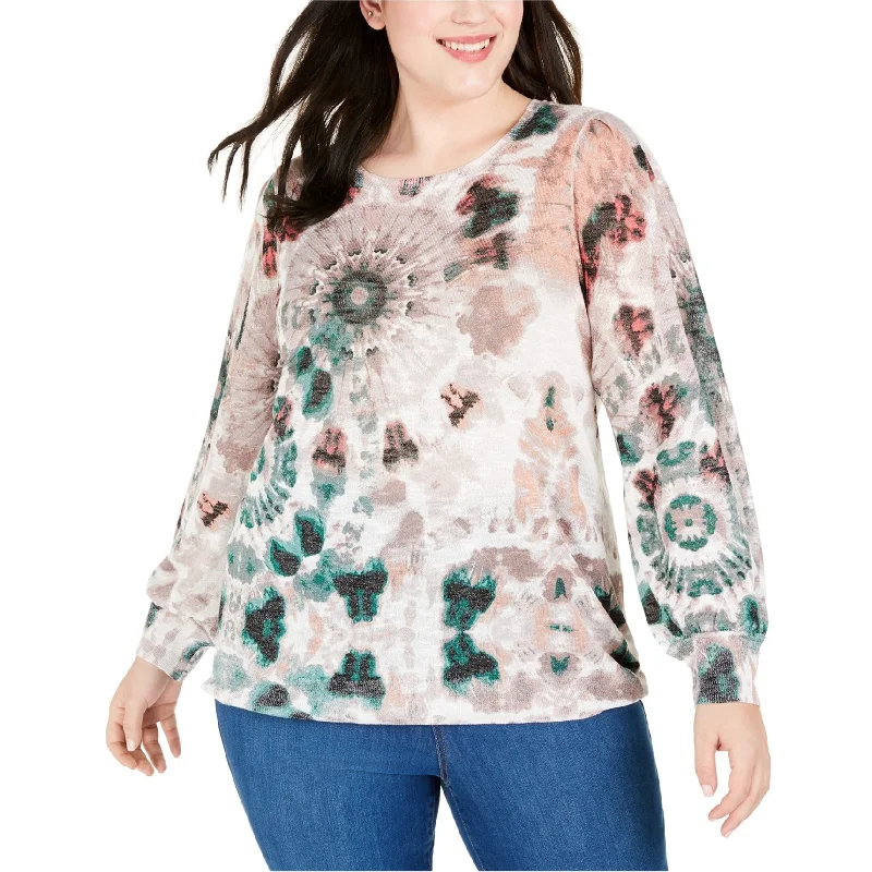 I-N-C Womens Tie-Dye Slub Pullover Sweater