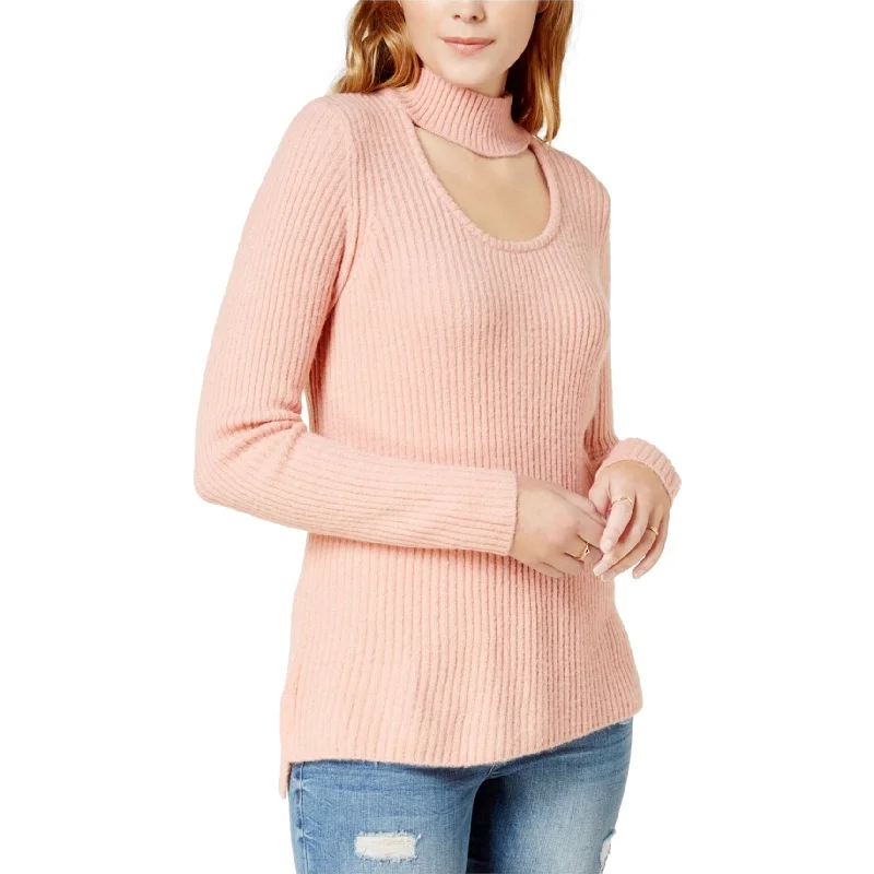 Kensie Womens Ribbed Knit Choker Pullover Sweater