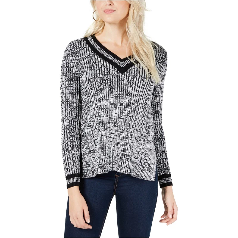 Maison Jules Womens Striped Trim Pullover Sweater