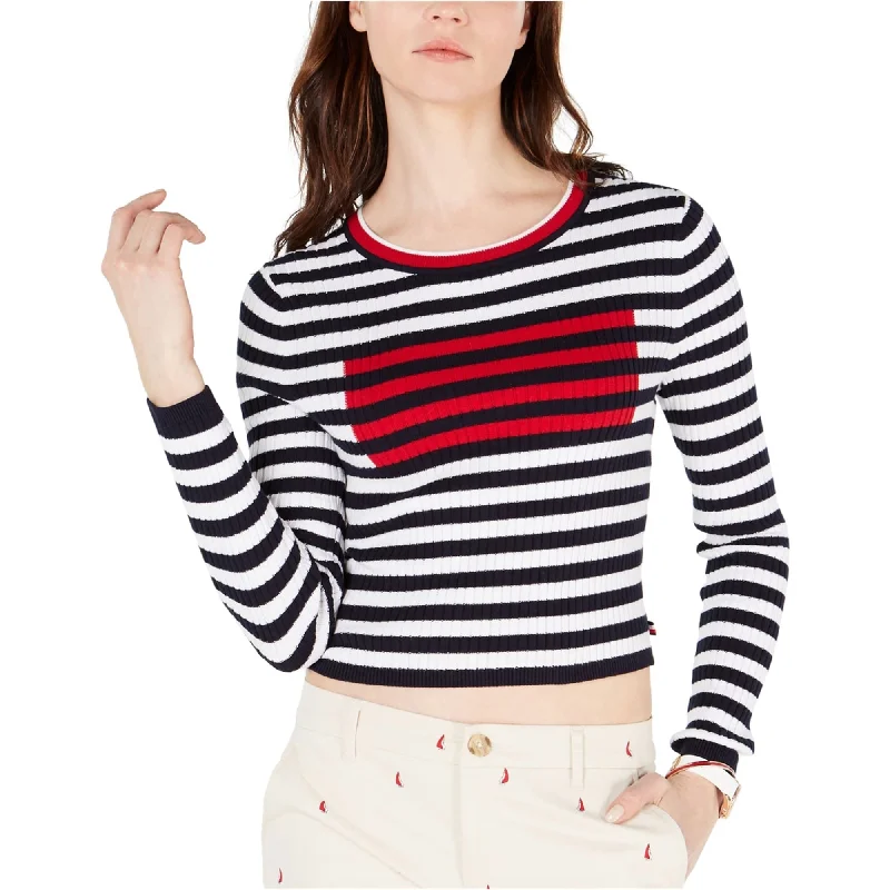 Tommy Hilfiger Womens Ribbed Flag Pullover Sweater