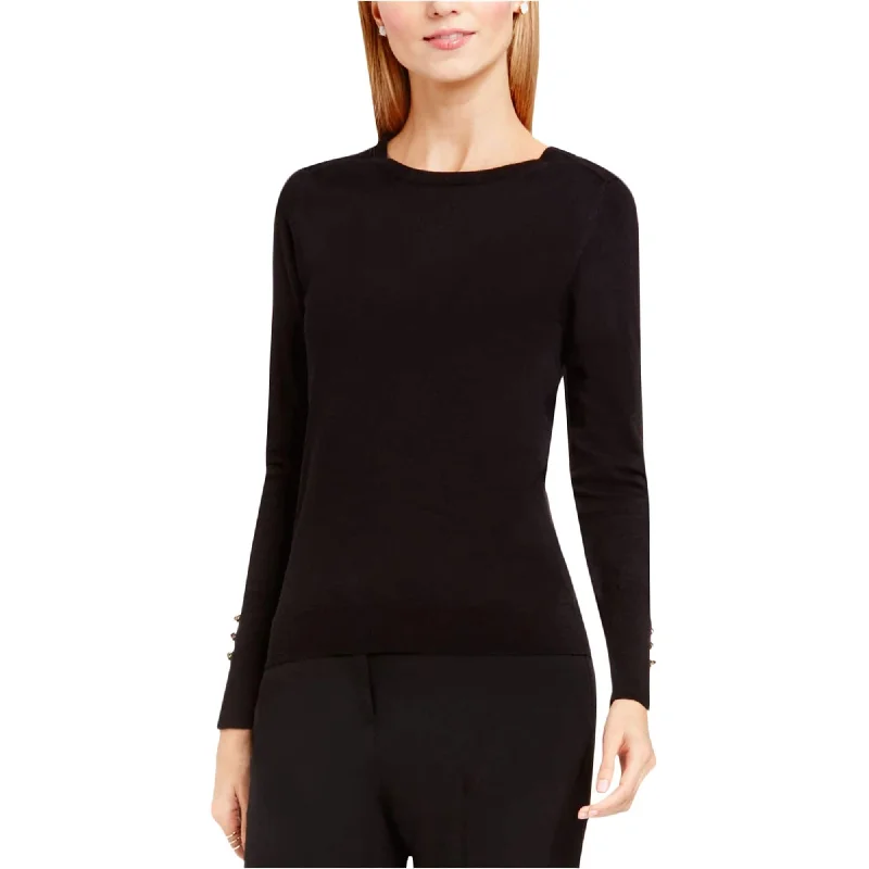 Vince Camuto Womens Button Cuff Pullover Sweater, Black, X-Large