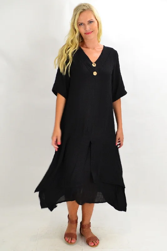 Black Coconut Overlay Tunic Dress