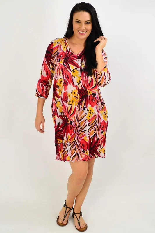 Bold Floral Print One Summer Tunic Dress