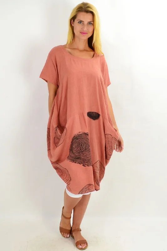 Dark Salmon Timeless Linen Tunic Dress