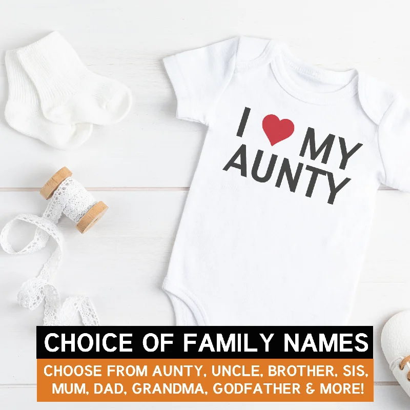 Pick A Family Name - I Heart My Mummy, Auntie, Grandad and more Bold - Baby Bodysuit