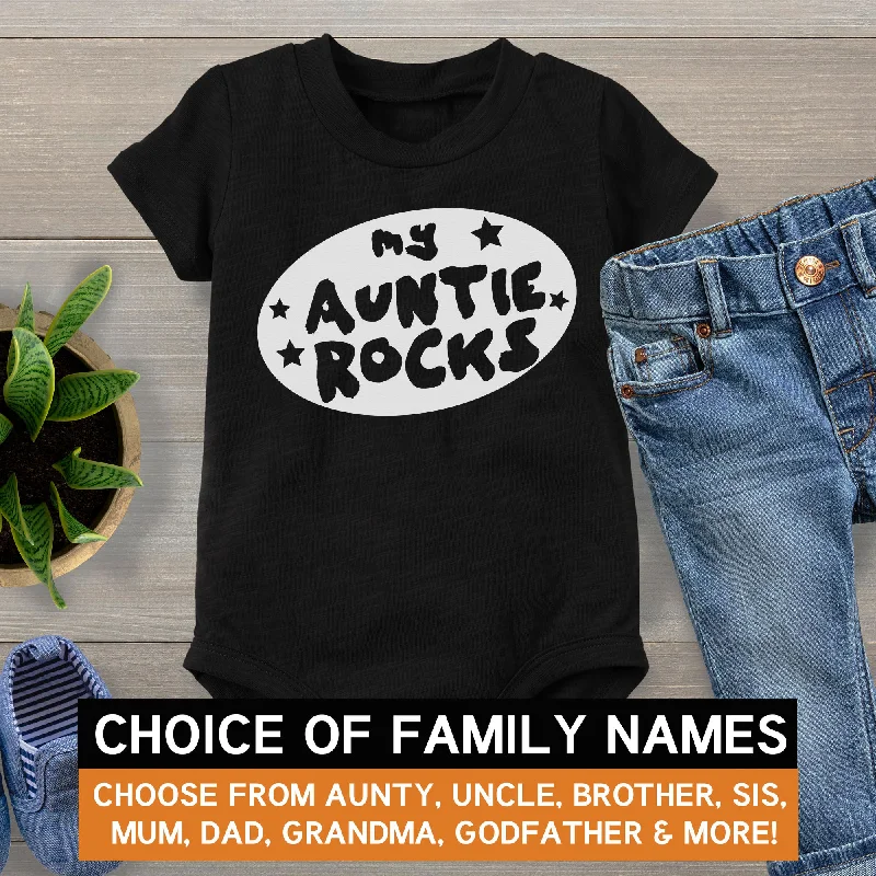 Pick A Family Name - My Mummy, Auntie, Grandad and more Rocks - Baby Bodysuit