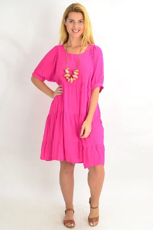 Pink Classic Tiered Tunic Dress