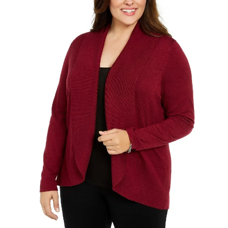 Karen Scott Women's Open-Front Cardigan Sweater Ks Merlot Size XXL - XX-Large