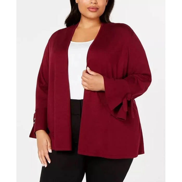 Alfani Women's Plus Tie Sleeve Cardigan Red Size 3X