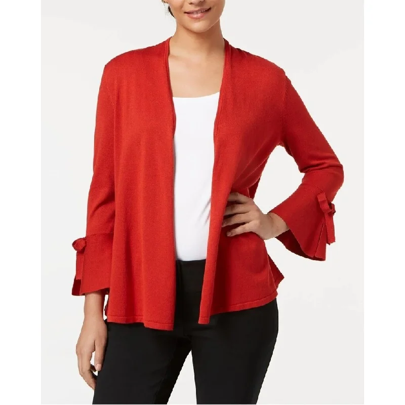 Alfani Women's Tie Sleeve Cardigan Red Size Large