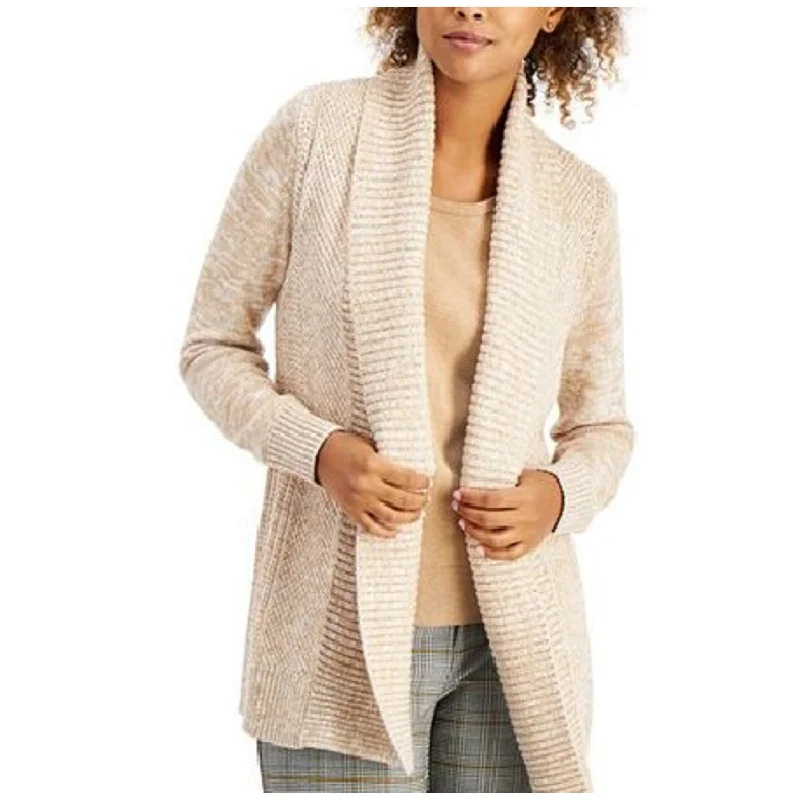 Charter Club Women's Marled Shawl-Collar Cardigan Beige Size Medium