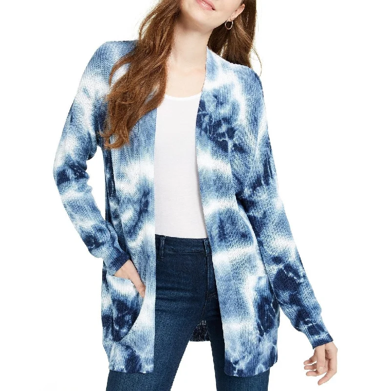 Hooked Up By Iot Juniors' Tie-Dyed Cardigan Blue Size Extra Large