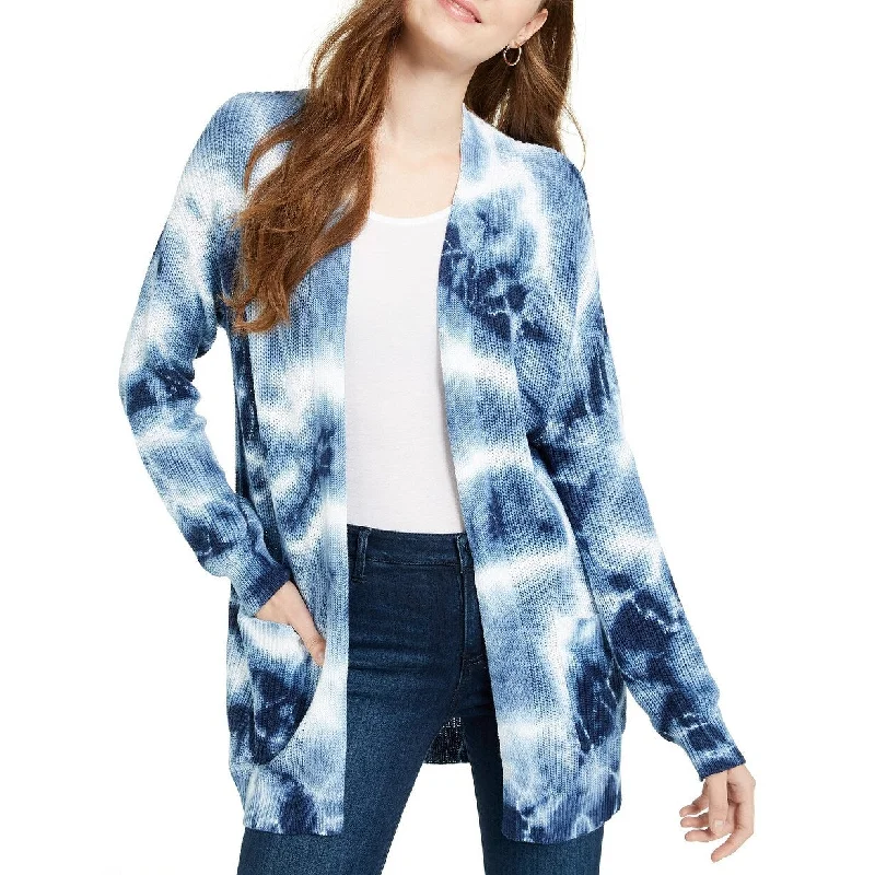 Hooked Up By Iot Juniors' Tie-Dyed Cardigan Blue Size Medium