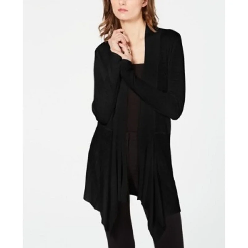 INC International Concepts Women's Ribbed-Knit Cardigan Black Size S - Small