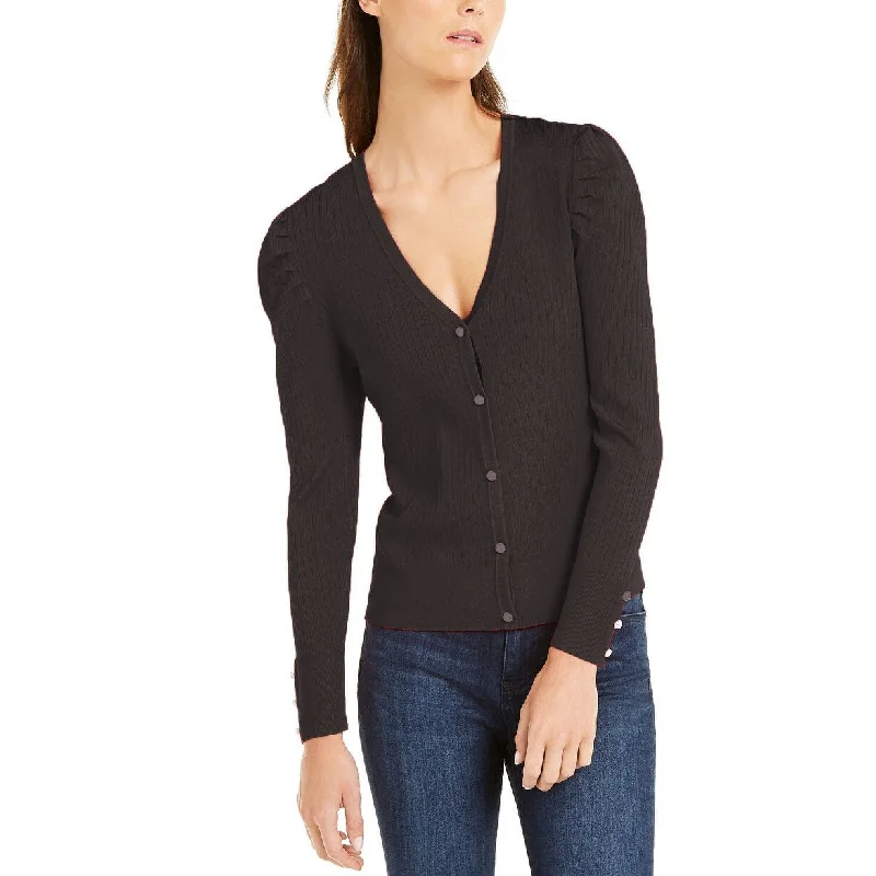 INC Women's Puff-Sleeve Cardigan Black Size Medium