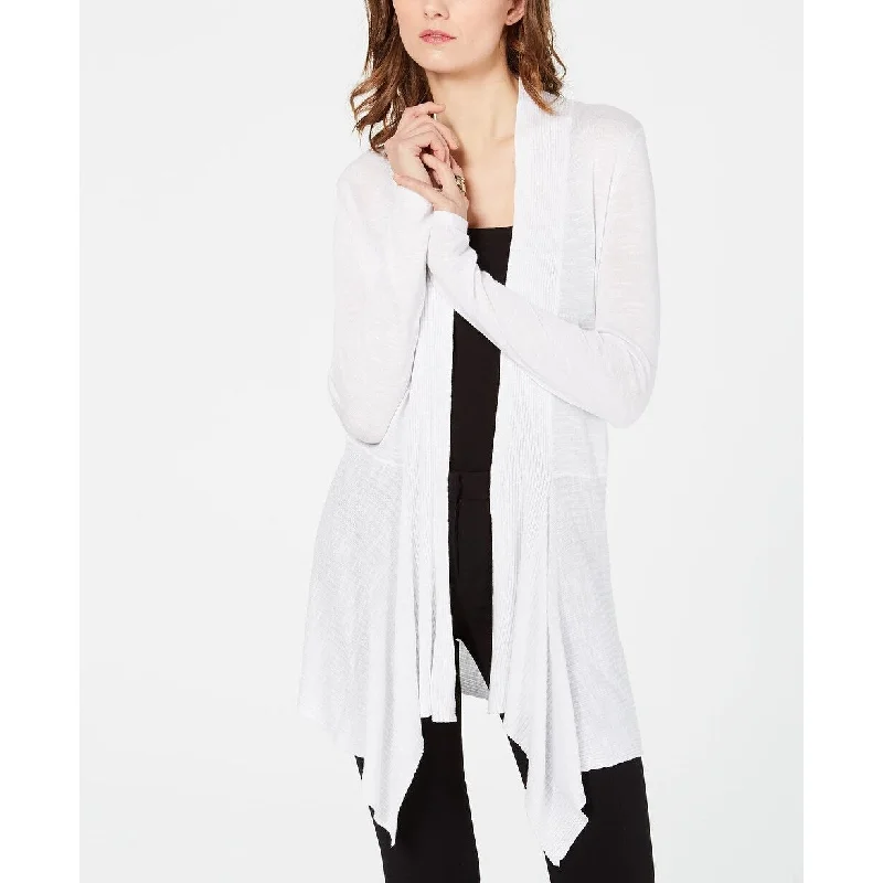 INC Women's Ribbed-Knit Draped Cardigan White Size Extra Large - X-Large