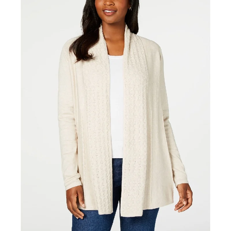 Karen Scott Women's Open-Front Cardigan Dark Beige Size 2 Extra Large - XX-Large