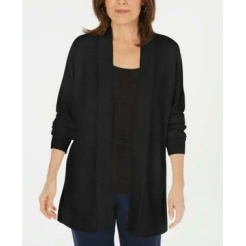 Karen Scott Women's Petite Open-Front Cardigan Black Size Small - Petite Small