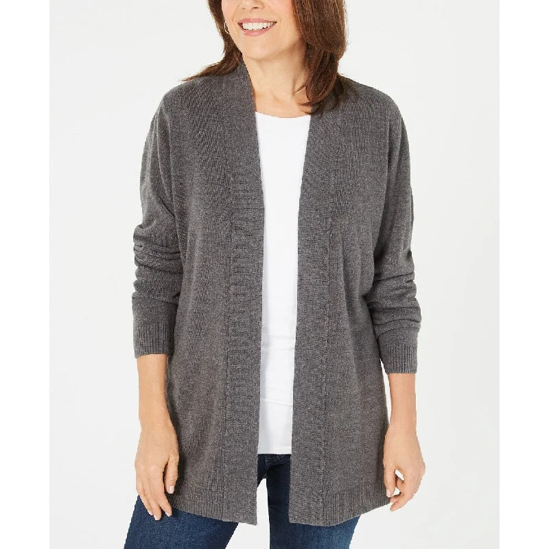 Karen Scott Women's Petite Open-Front Sweater Cardigan Gray Size Extra Large