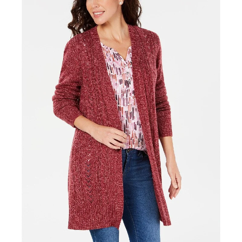 Karen Scott Women's Turbo Duster Cardigan Dark Red Size Small