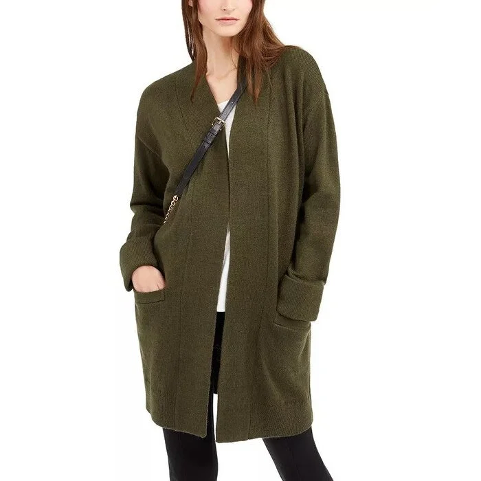 Michael Kors Women's Open-Front Long Cardigan Green Size Medium