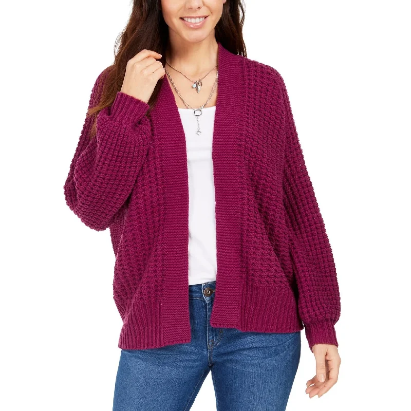 Style & Co Women's Chunky Cable-Knit Open-Front Cardigan Purple Size Small