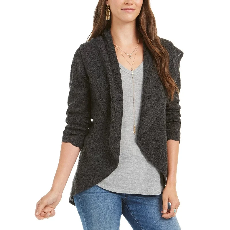 Style & Co Women's Pointelle Cardigan Dark Grey Size Large